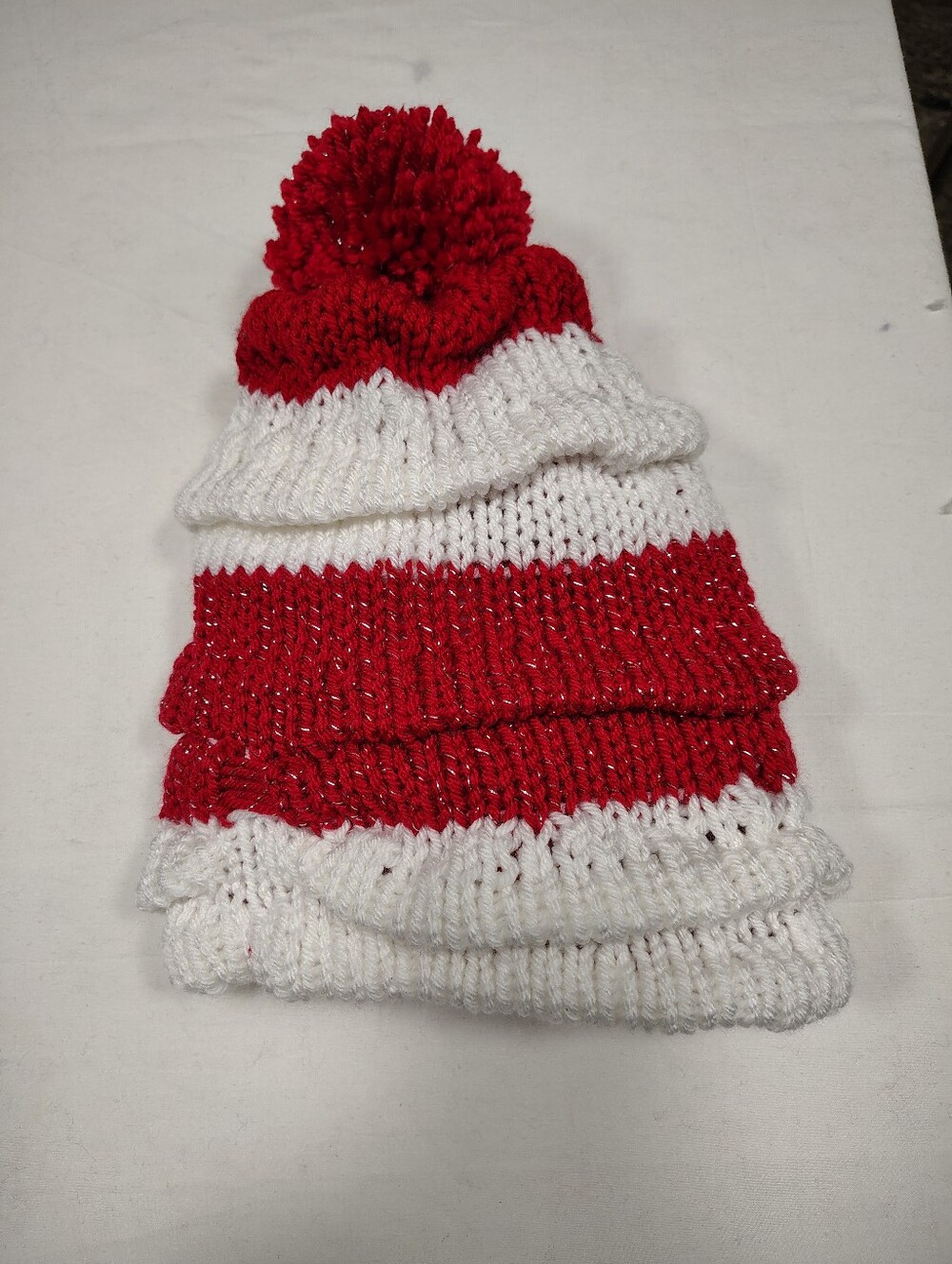 Kids Red & White Pom Pom Knit Beanie